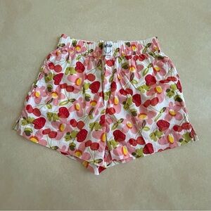 Aerie Cherry Strawberry Floral Lounge Sleep Shorts Boxers PJs XS cotton poplin